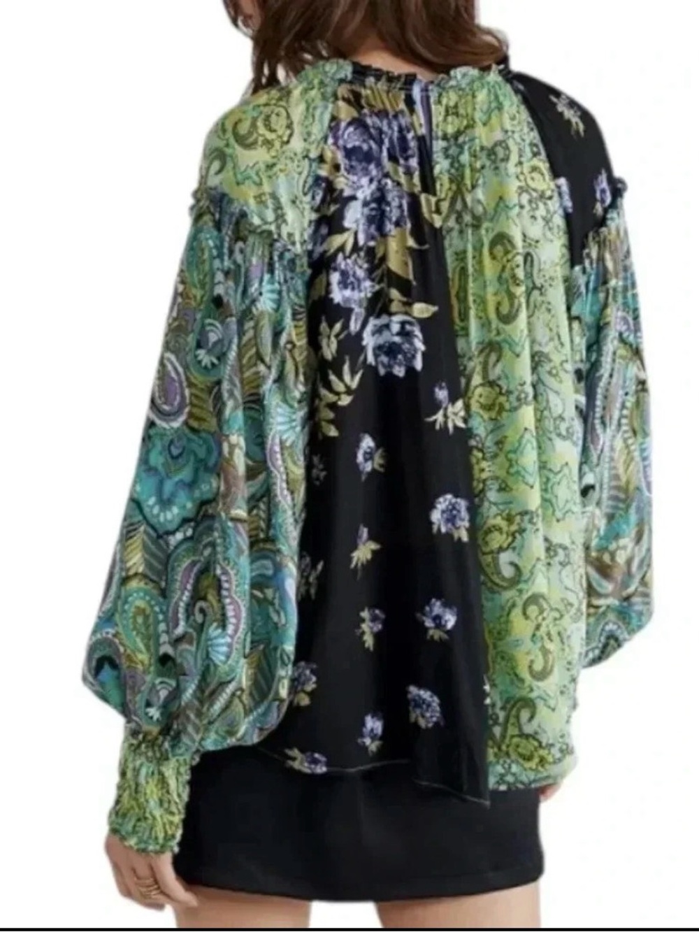 Free People Gemini top green Multicolor Paisley Blouse XS - Picture 4 of 11